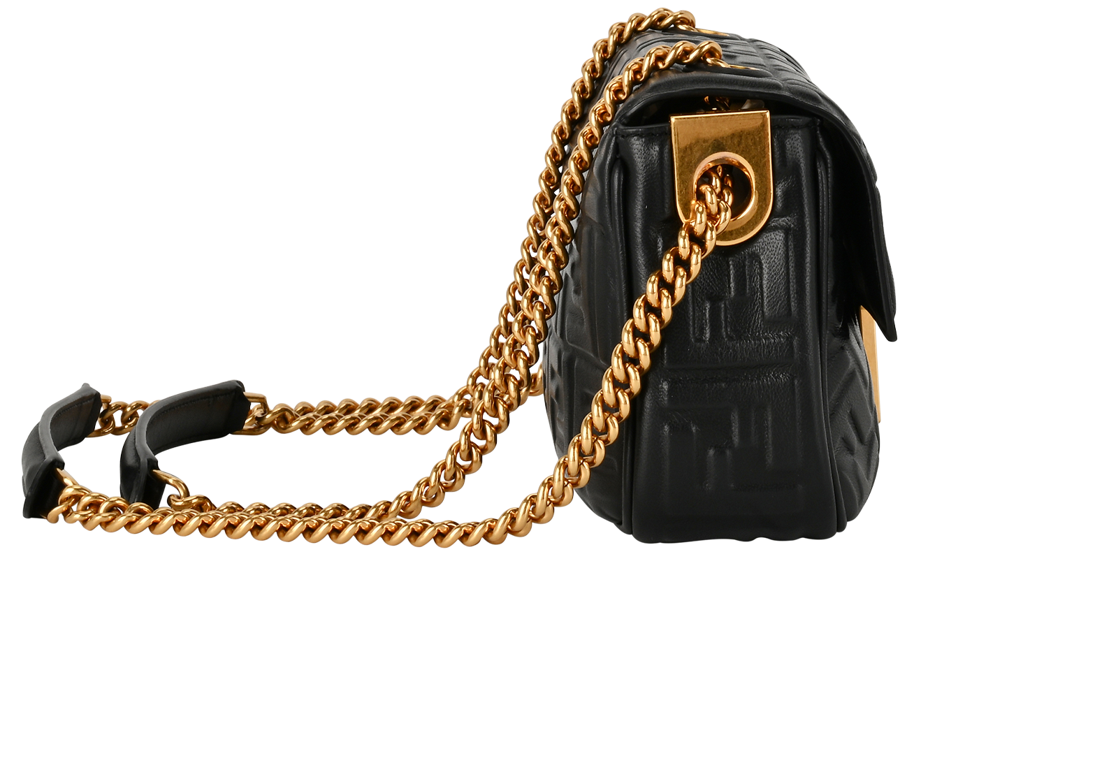 Baguette Chain Midi, &pound;1,200, Handbags, Black, Leather, Side view